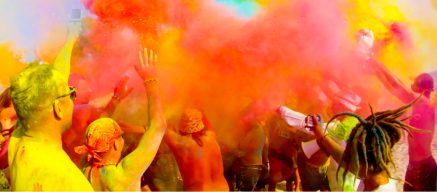 People celebrating Color Holi festival in India