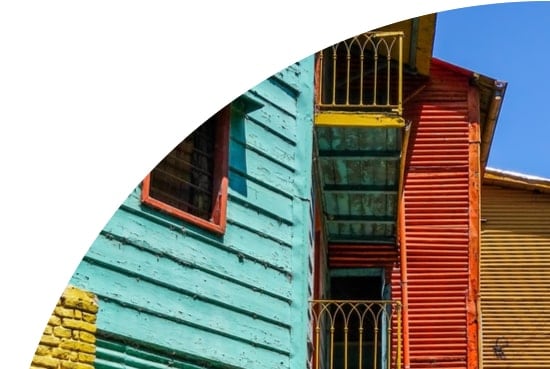 Blue sky and the street museum of Caminito, Buenos Aires, Argentina