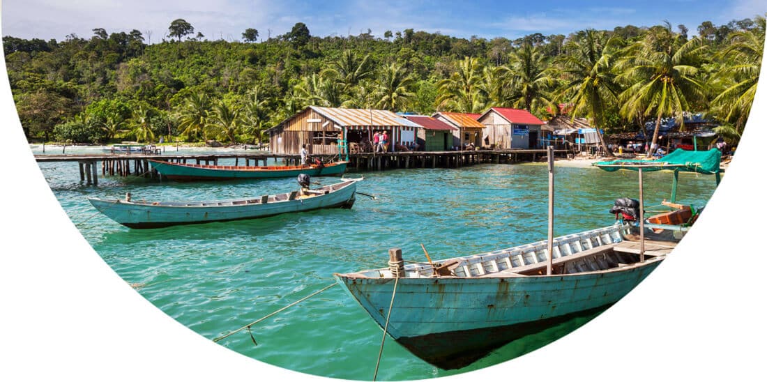 Boats in a harbour in Cambodia