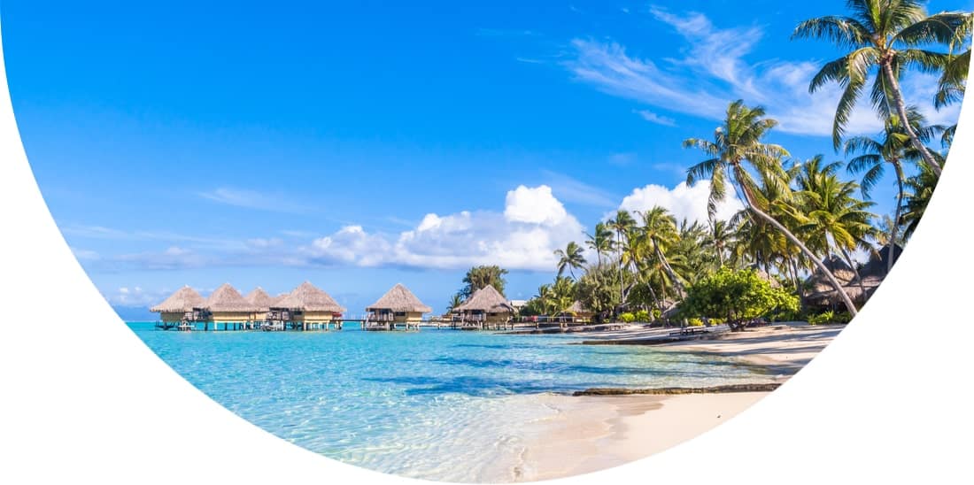 Sandy beach on Bora Bora Island, French Polynesia