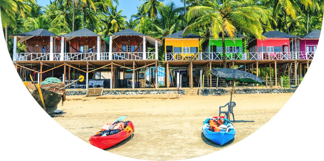 Canoes on a beach in India