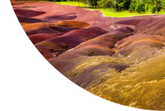 Purple and yellow soil in Mauritius