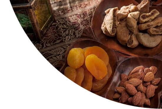 Nuts, dried fruit and bread in Saudi Arabia
