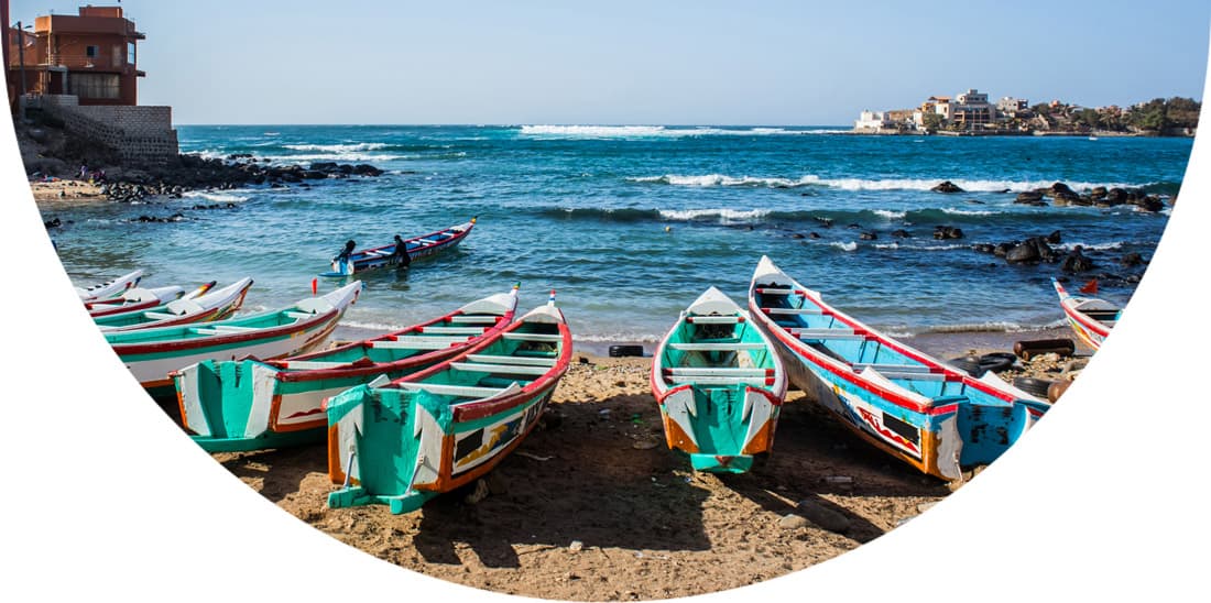 Boats on the shore in Senegal