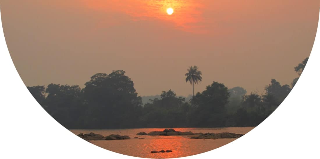 Sunset over water in Sierra Leone