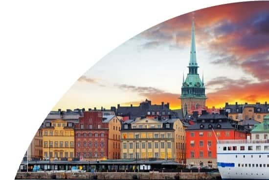 Buildings on the edge of a river, Stockholm, Sweden