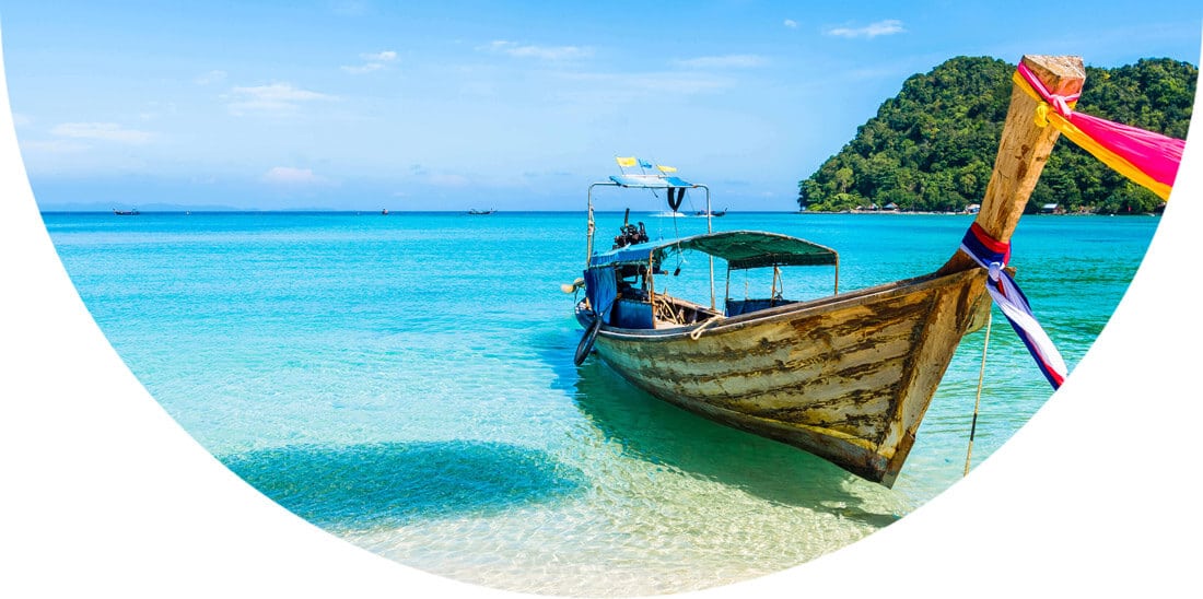 Wooden boat in the water in Thailand