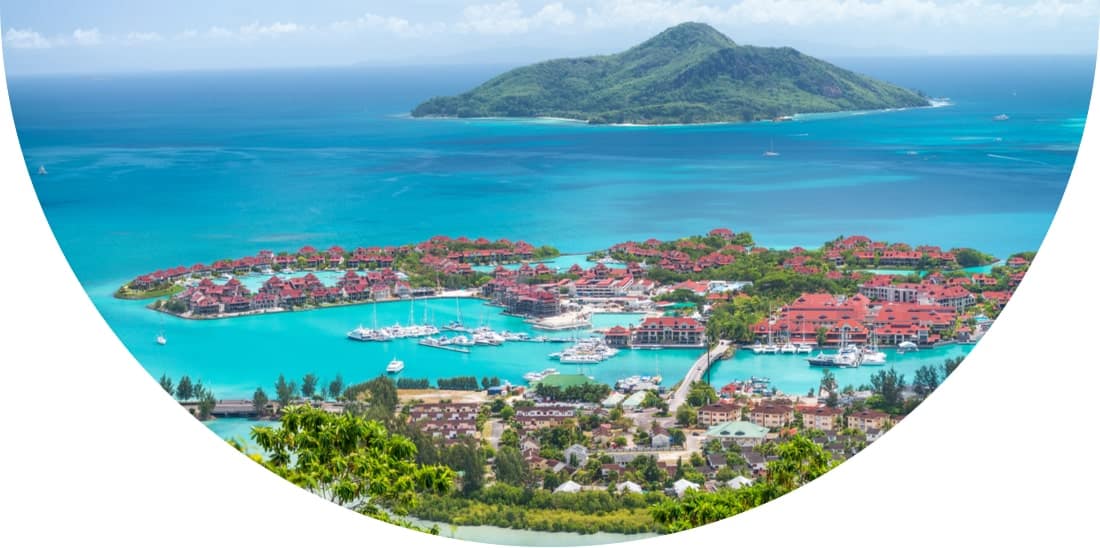 Panoramic view of Eden Island, the Seychelles