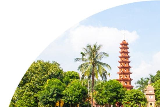 Treetops and tower in Vietnam