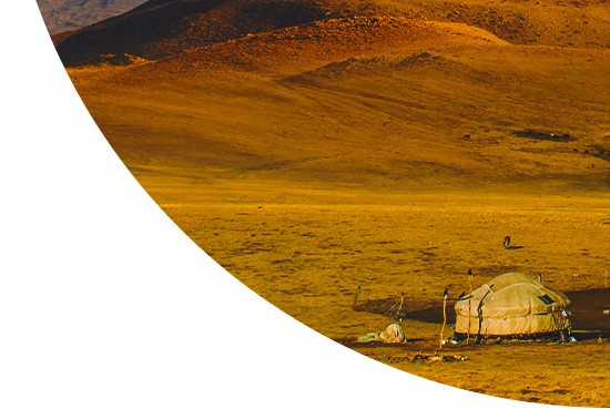 Tent in the middle of the desert, Yurt, Kazakhstan