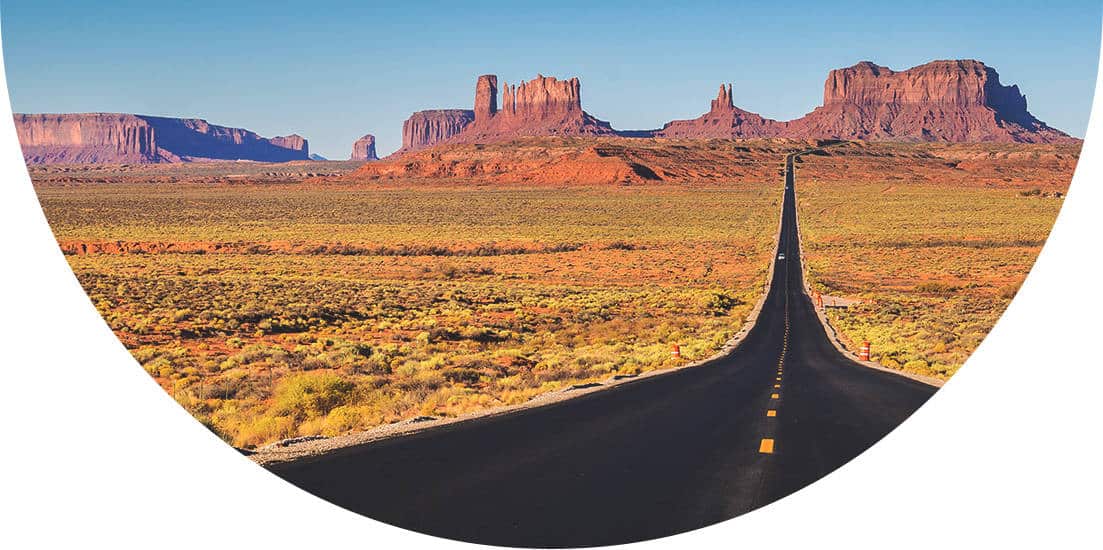 US Route 163 running through Monument Valley, Utah, USA