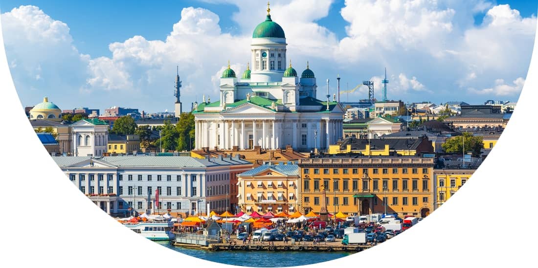 Market square at the Old Town pier in Helsinki, Finland