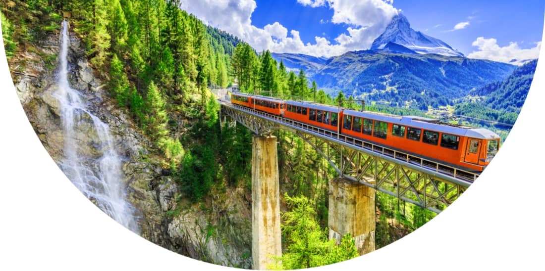 Gornergrat tourist train in the Valais region of Switzerland
